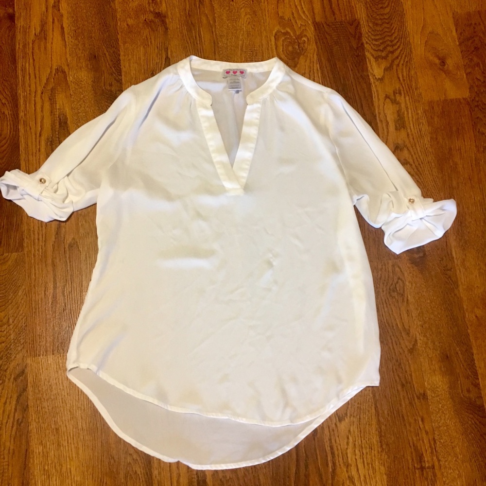 Sheer v neck dress shirt